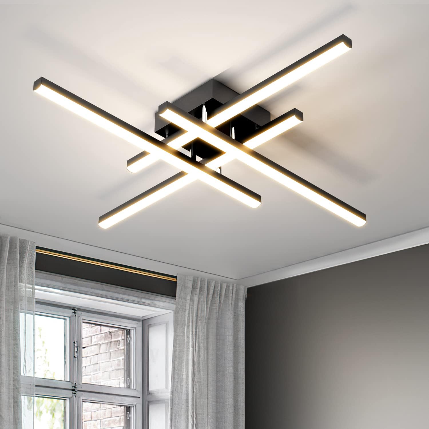 JFHTNFJ Modern Sputnik Ceiling Light Fixture 40w LED Dimmable with