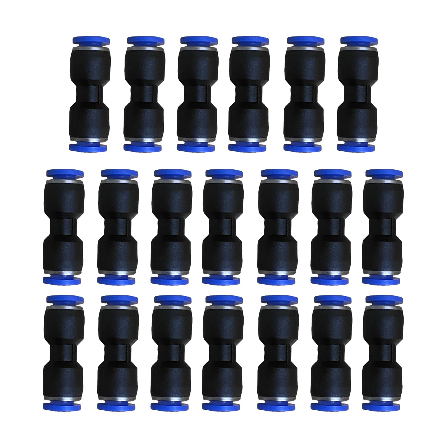 1/4 OD Pneumatic quick Connector Push to Connect fittings Straight Union/Coupler (Pack of 20)