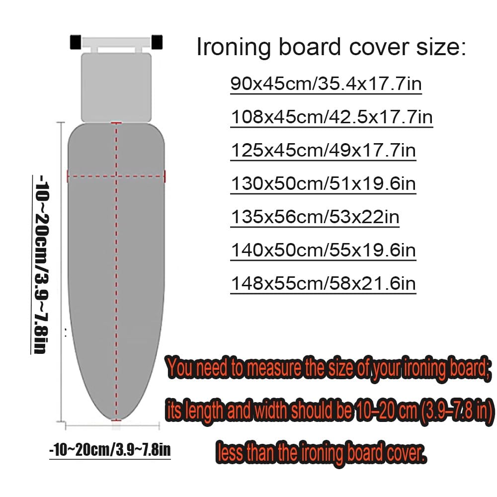 Funda para tabla de planchar azul de 108 x 45 cm, resistente al calor, a prueba de manchas, ajuste universal para plancha de vapor, elástica, se adapta a tablas de 90 x 30 cm a 140 x 45 cm, color liso