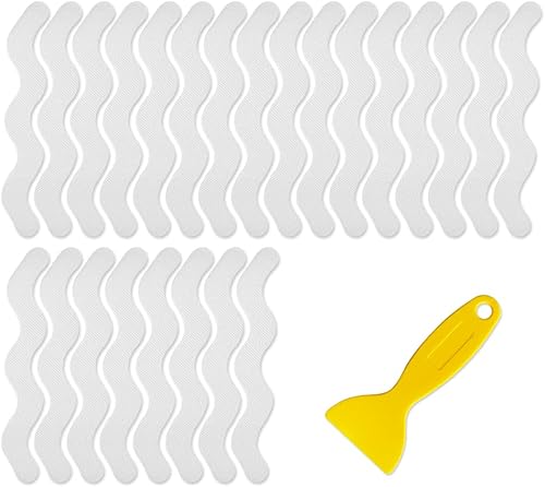 Miniatura 1 de WIBUE 36 calcomanías antideslizantes para bañera, calcomanías antideslizantes para regadera, tiras adhesivas de seguridad para tina con raspador de