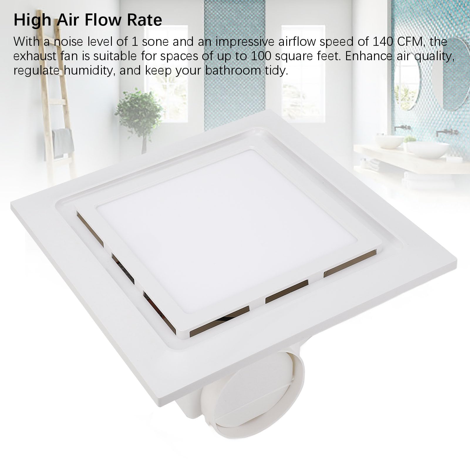 Extractor de Baño Silencioso 140 CFM Ventilación Montaje en Techo Ventilación de Ducha Extractor para Baño Ventilador de Integrado Material ABS