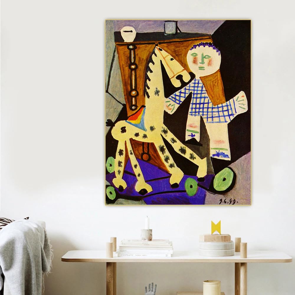 Amazon.co.jp: ピカソクロード2歳とHisToy馬ポスター抽象的な壁アート