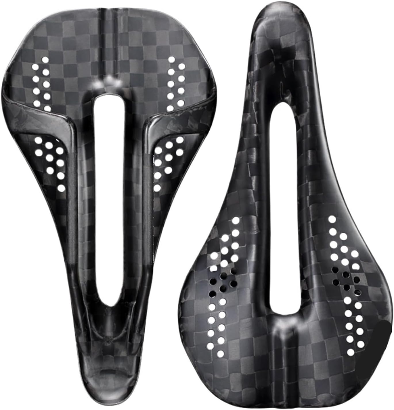 Full Carbon Ultralight Bike Saddle - 59g, 230x125mm, 12K 7x7 Dual-Track Rails, Unisex for MTB, Gravel, Road & Racing