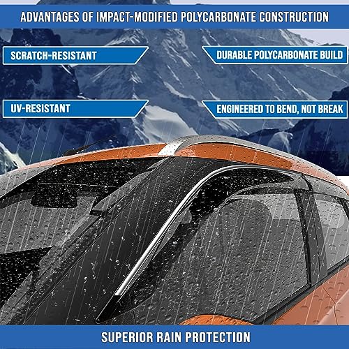 Image of Car Compatible Wind Deflectors Rain Guard Door Visor for Toyota Glanza (2022 Onwards Model) - Chrome Lined, Polycarbonate, Smoke, Set of 4 Pcs