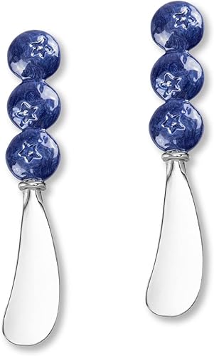 UP ware - Juego de 2 cuchillos esparcidores de queso y mantequilla de aleación de zinc con mango de vidrio (diamante negro)