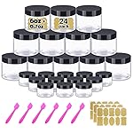 6 oz Small Plastic Containers with Lids + 20g/20ml Small Plastic Jars with Lids Cosmetic Sample Jar (24 Pack) - for Lip Scrub, Body Butters, Cream, Slime, Craft Storage