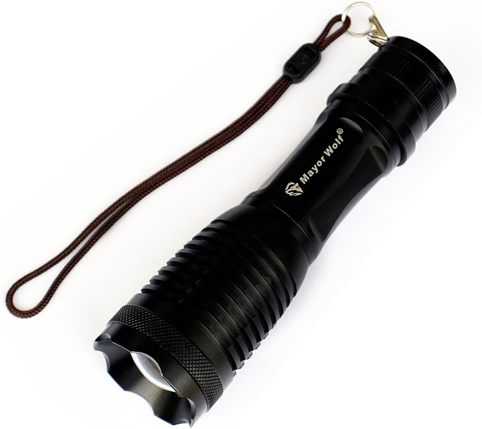 Tactical Flashlight Led Flashlight Bright Adjustable Focus Waterproof Portable Flashlights of 5 Modes Bottom Click for Light Up