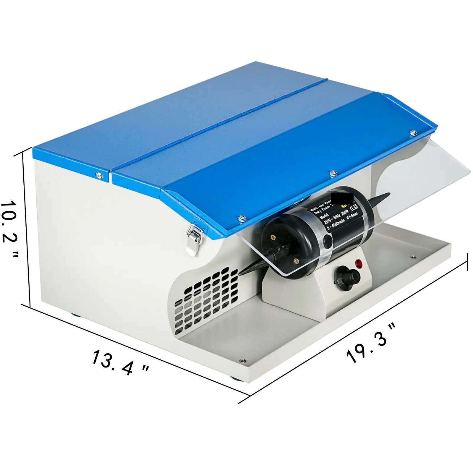 Tischpoliermaschine, Poliermaschine mit Staubabsaugung, Beleuchtung und Tischplatte for die Schmuckmetallverarbeitung und -pflege