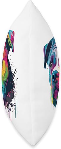 Miniatura 2 de American Bulldog Lovers Colorful Bulldog American Bully Men Women Throw Pillow 16x16 Multicolor