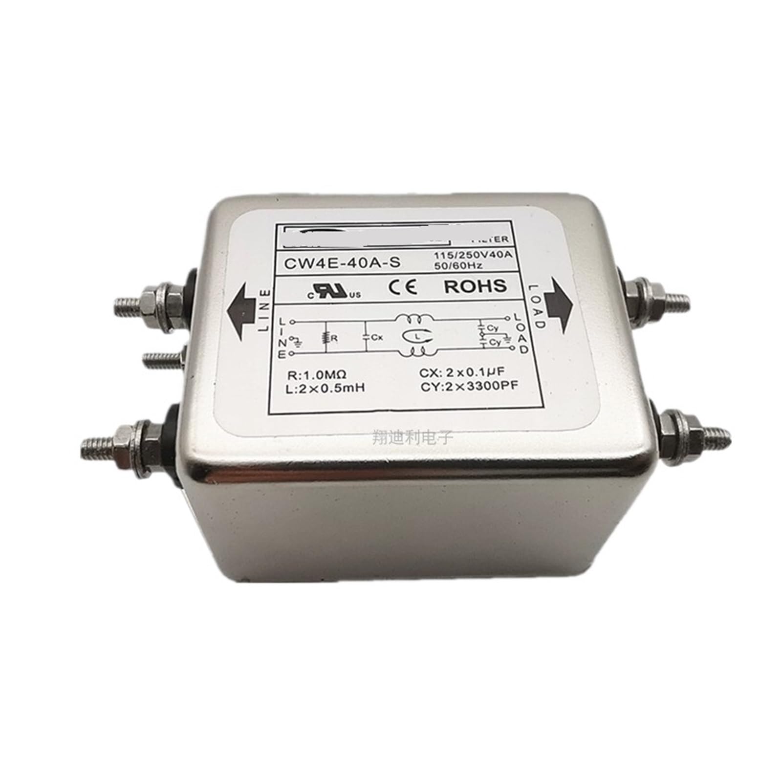 WBBAYDRFR Single-Phase Power Filter CW4E-30A-S 10A 20A 30A Double-Stage Purification AC 220V Terminal Block(CW4E-40A-S 40A)