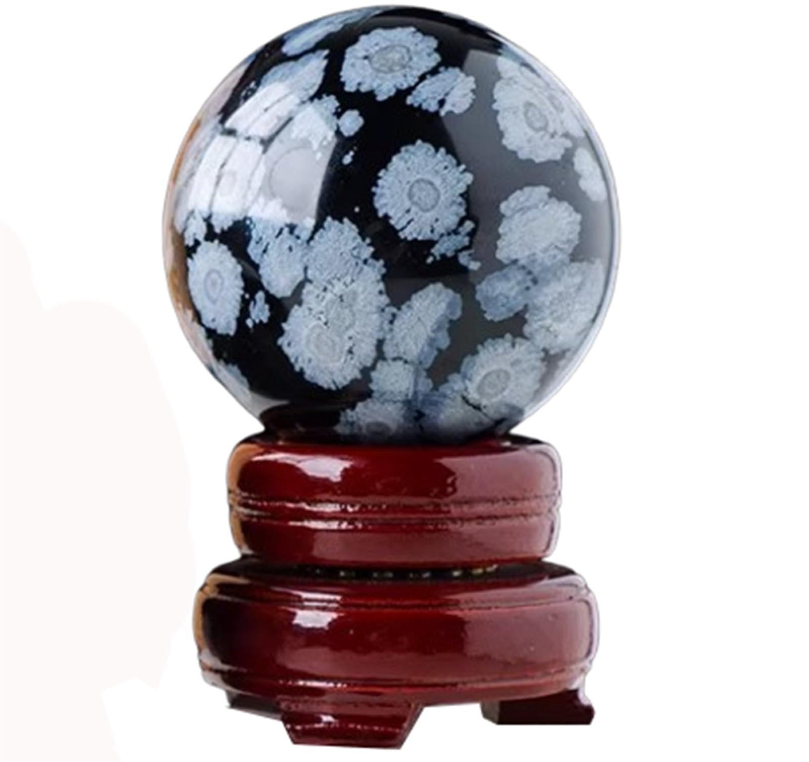 DPURPIWADY Black Obsidian Crystal Ball, Snowflake Stone Sphere,FengShui Gemstone Sculpture Figurine Gift Decor Divination Yoga,6.5~7cm