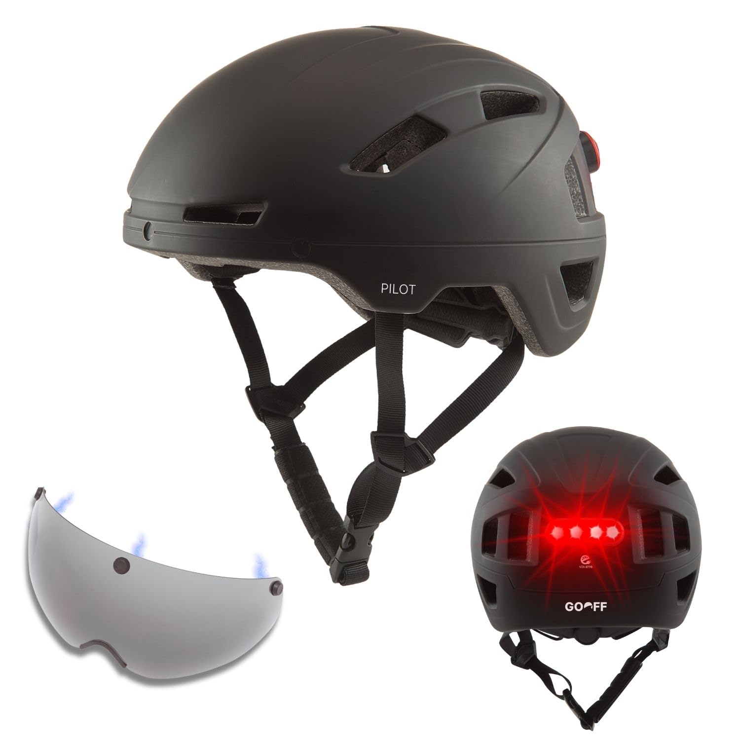 GOOFF Casque Pilot 3-en-1 Speed Pedelec | Visière amovible | Casque de vélo léger | Certifié NTA, pour femmes et hommes