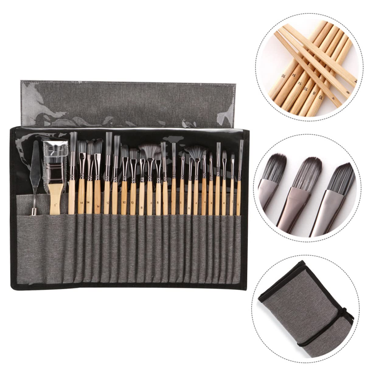 PLAFOPE 24stücke Pinselset Zum Malen Mit Nylon Haar Für Aquarell Ölmalerei Gouachemalerei Acrylmalerei Nagellack Gesichtsbemalung Detailpinsel-Set Für Künstler Und Bastelbedarf