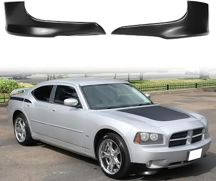 IKON Style Unpainted Black PU Front Bumper Lip for 2006-2010 Dodge Charger