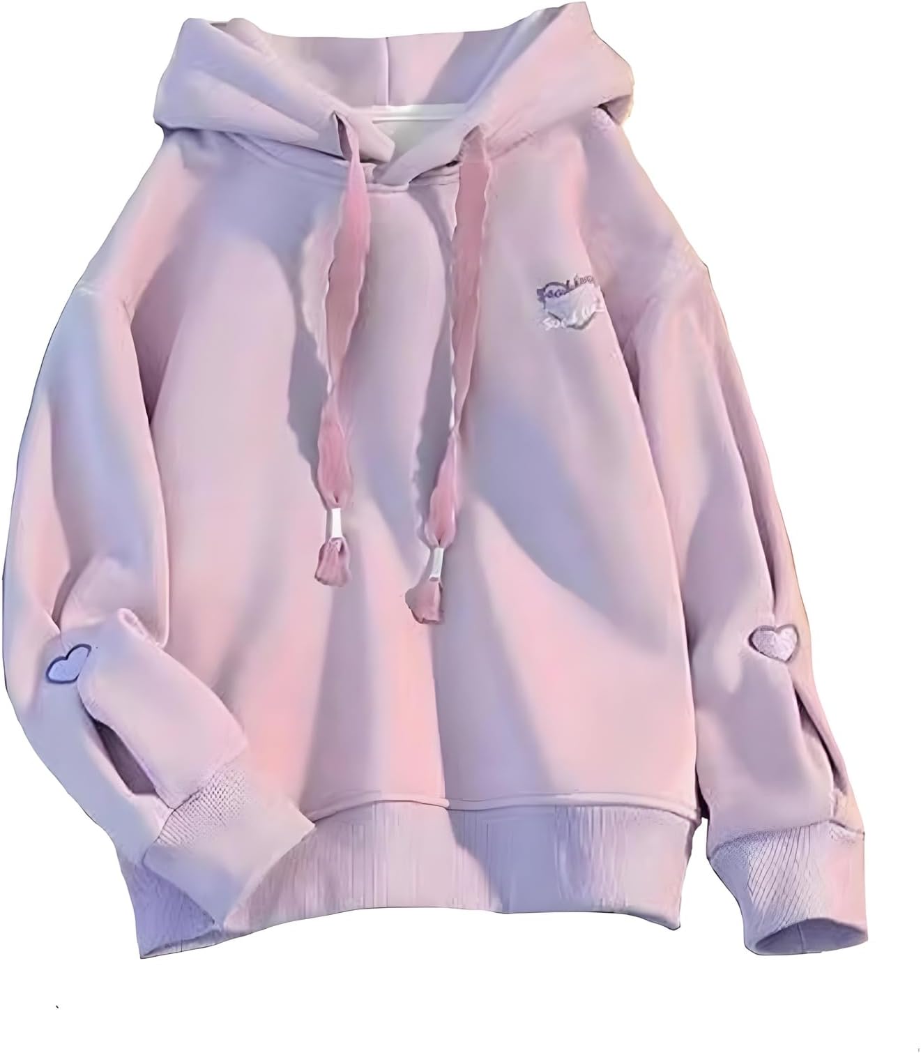 - Girls' Hoodie Children's Clothing Long-Sleeve T-Shirt Sweatshirt Kids Spring/Autumn Hooded Fashionable Solid Long-Sleeve Cute Purple Green Beige Heart Korean Style School/Garden 120-170cm
