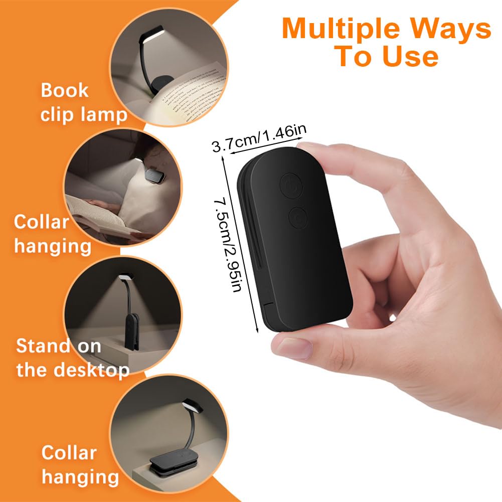 ABOHU LED Reading Light, Rechargeable Clip on Reading Light, 3 Eye-Protecting Modes Book Lamp (Warm/White/Mixed) - Image 3