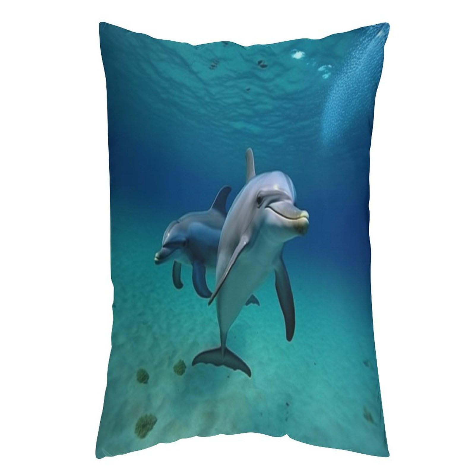 Taie d'oreiller sous-marine dauphins 50x75 cm en tissu super doux