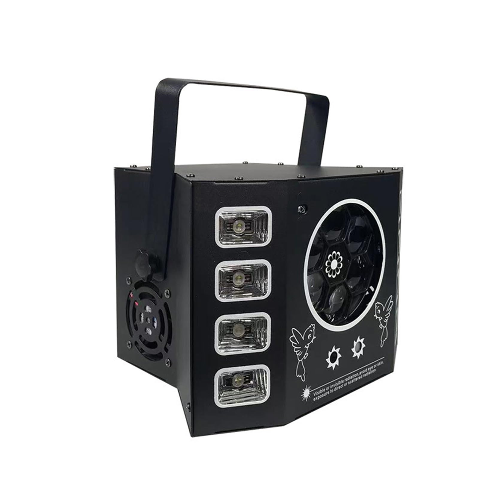 DJ Disco LED 4 w 1 efekt oświetlenia scenicznego pszczoła oko UV czarne światło stroboskopowe wesele impreza świąteczna lampa aktywowana dźwiękiem Na imprezy i do klubów(No Remote)