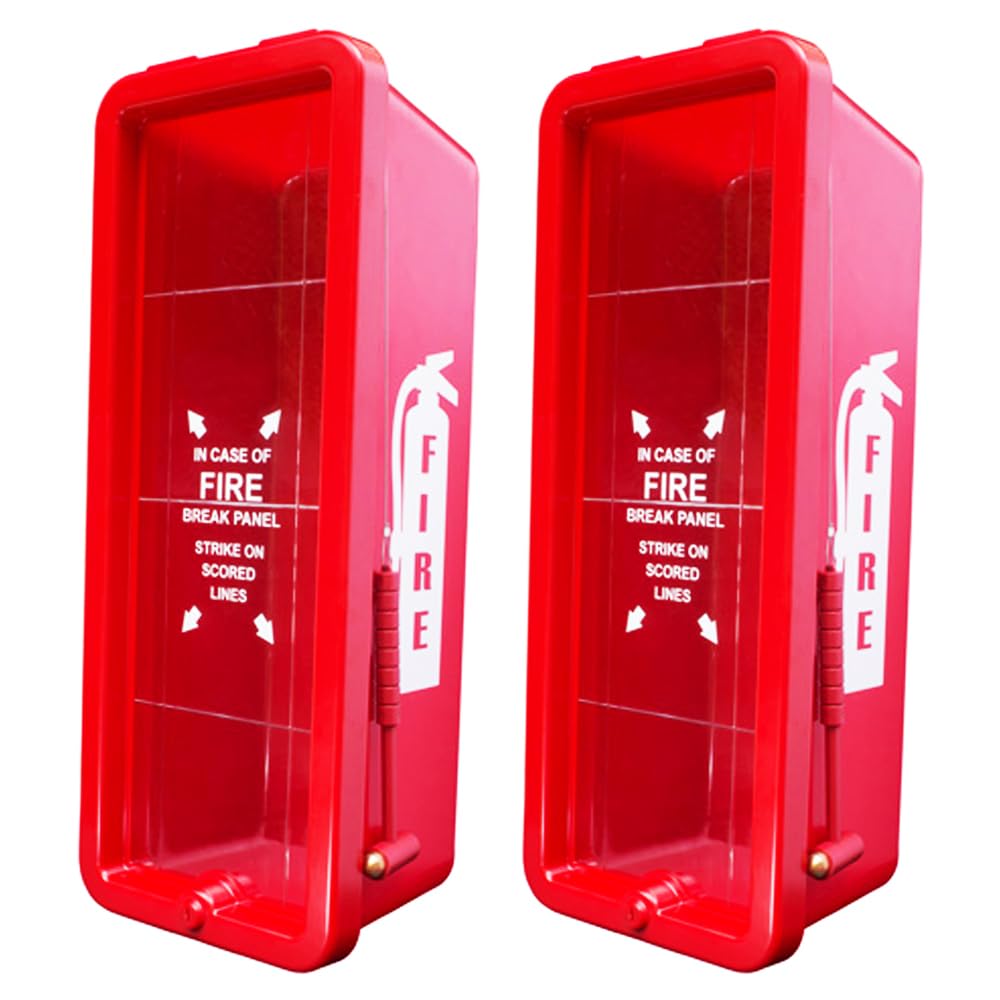 (2 Pack) 20 Lb RED Outdoor Heavy Duty Plastic ABC Fire Extinguisher Wall Box