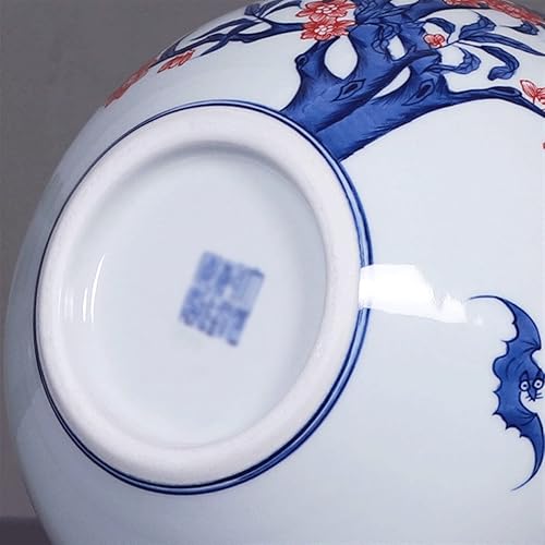 Miniatura 4 de Jarrones para centros de mesa, jarrón de cerámica grande de 14.5 pulgadas, jarrón de porcelana azul y blanca, chino, retro, pintado a mano, florero,