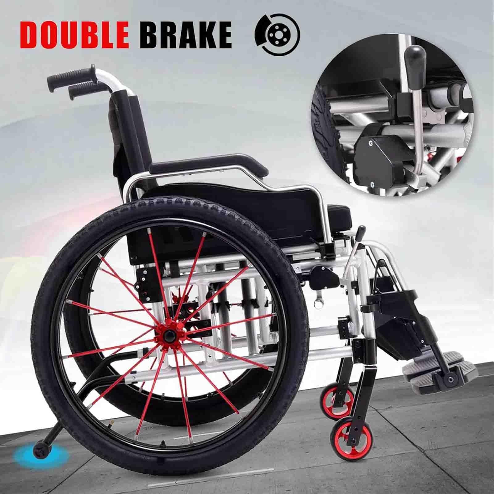 Silla de Ruedas Deportiva Manual Plegable,Ultraligera de Aleación de Aluminio,Transporte Fácil,Freno de mano, liberación rápida, Cinturón de seguridad,Altura regulable