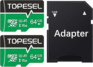 TOPESEL 64GB 2 Pack Micro SD Card Micro SDXC TF Card Flash Memory Card Up to 90MB/s, for Action Cameras, Drones, Smartphones and Tablets, 64GB Memory Card SDXC UHS-I, U3, A1, V30