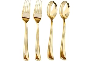 Gold Plastic Spoons and Forks Set (160-Count)