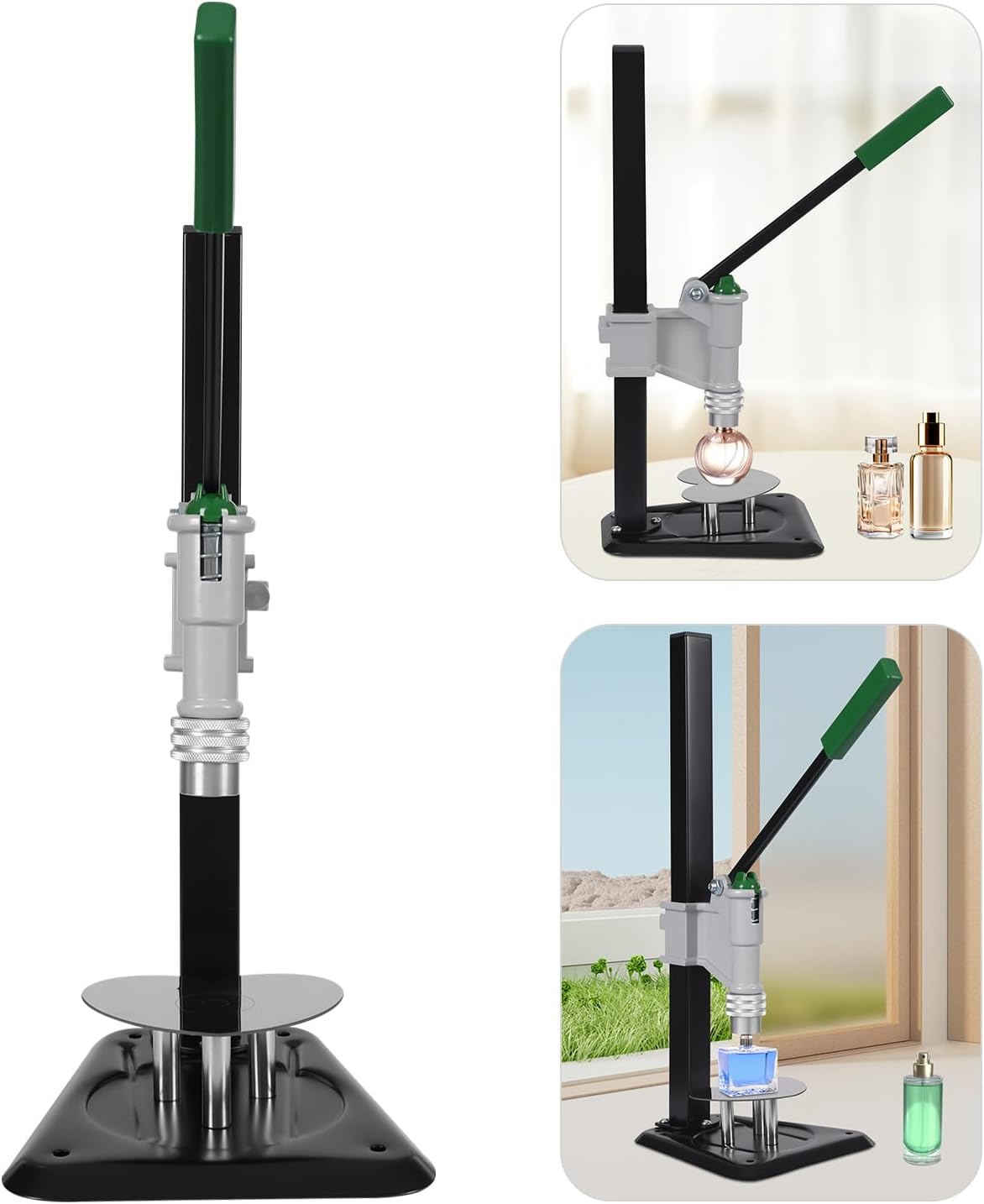 Manual Perfume Bottle Capper, Adjustment Height Desktop Capping Machine Perfume Sprayer Sealer Tool Portable Perfume Making Kit for 13-20mm Cap Diameter (Short Base)