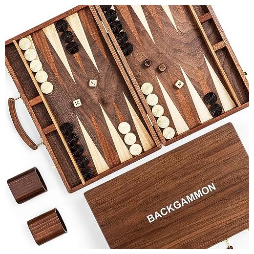 ROPODA Sapele Wood Backgammon Board Game Set (15 Inches) for Adults and Kids - Classic Board Strategy Game - Portable and Travel Backgammon Set with Wooden Playing Pieces and Accessories