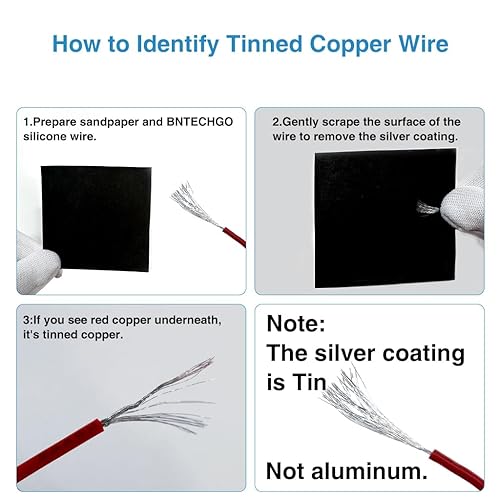 Vista 13 de BNTECHGO Carrete de alambre de silicona de calibre 8, 50 pies, cable de cobre estañado trenzado flexible rojo de 8 AWG