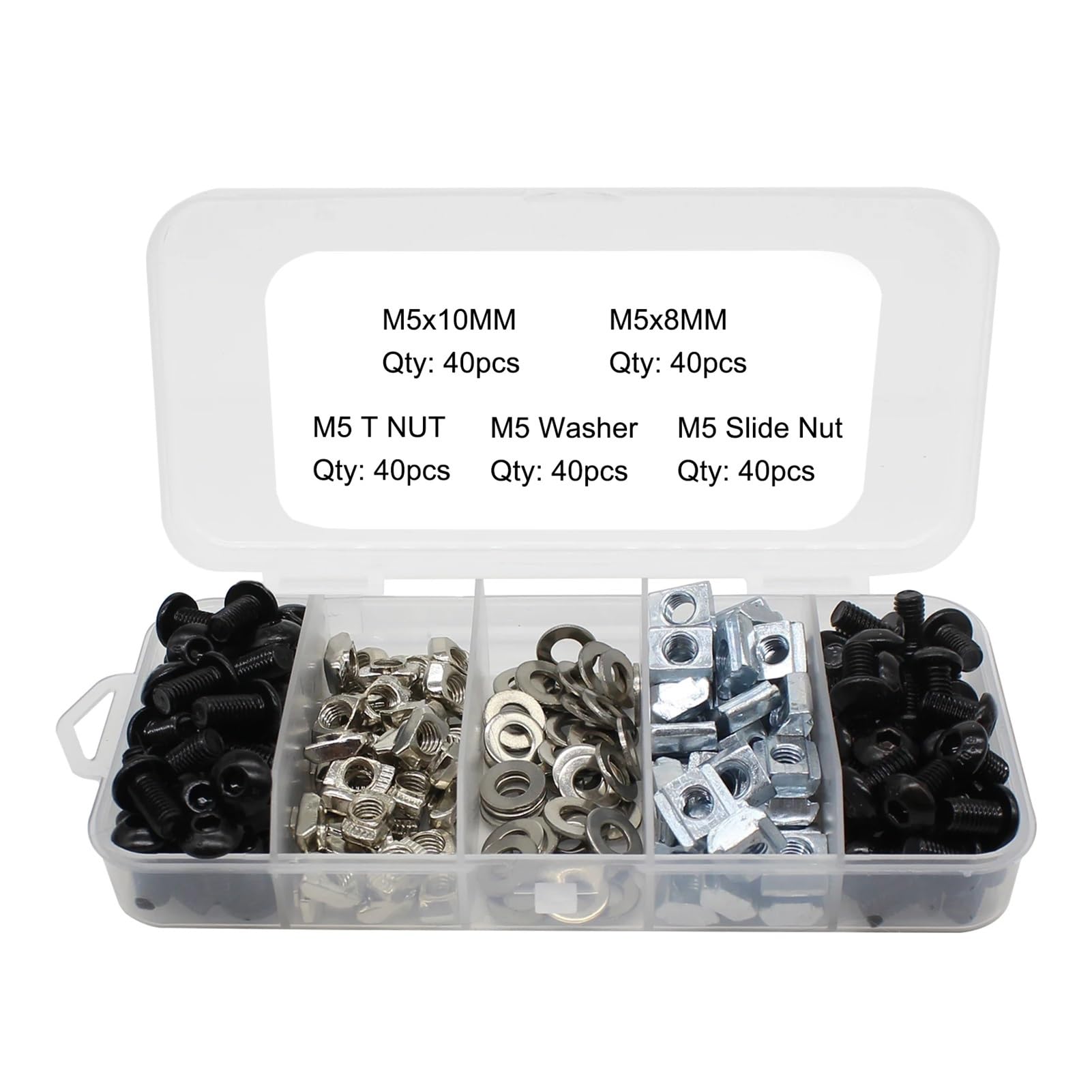 Pernos de cabeza hueca hexagonal M5 × 8 mm y M5 × 10 mm con tuercas 8