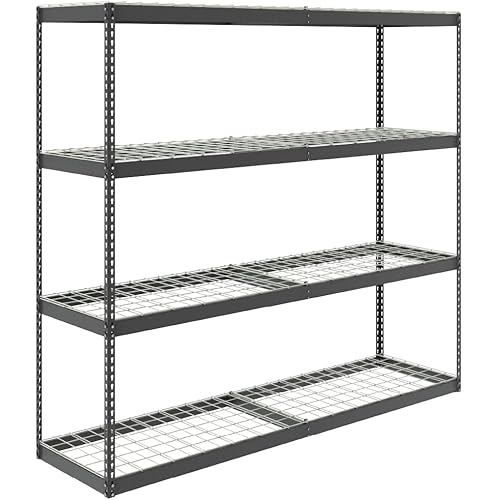MonsterRax Heavy Duty Garage Shelving - 24" x 92" x 84" - 500 lbs/Shelf - Adjustable 4 Tier Metal Utility Shelves - High Grade Steel Storage Rack for Warehouse, Basement - Hammertone Finish