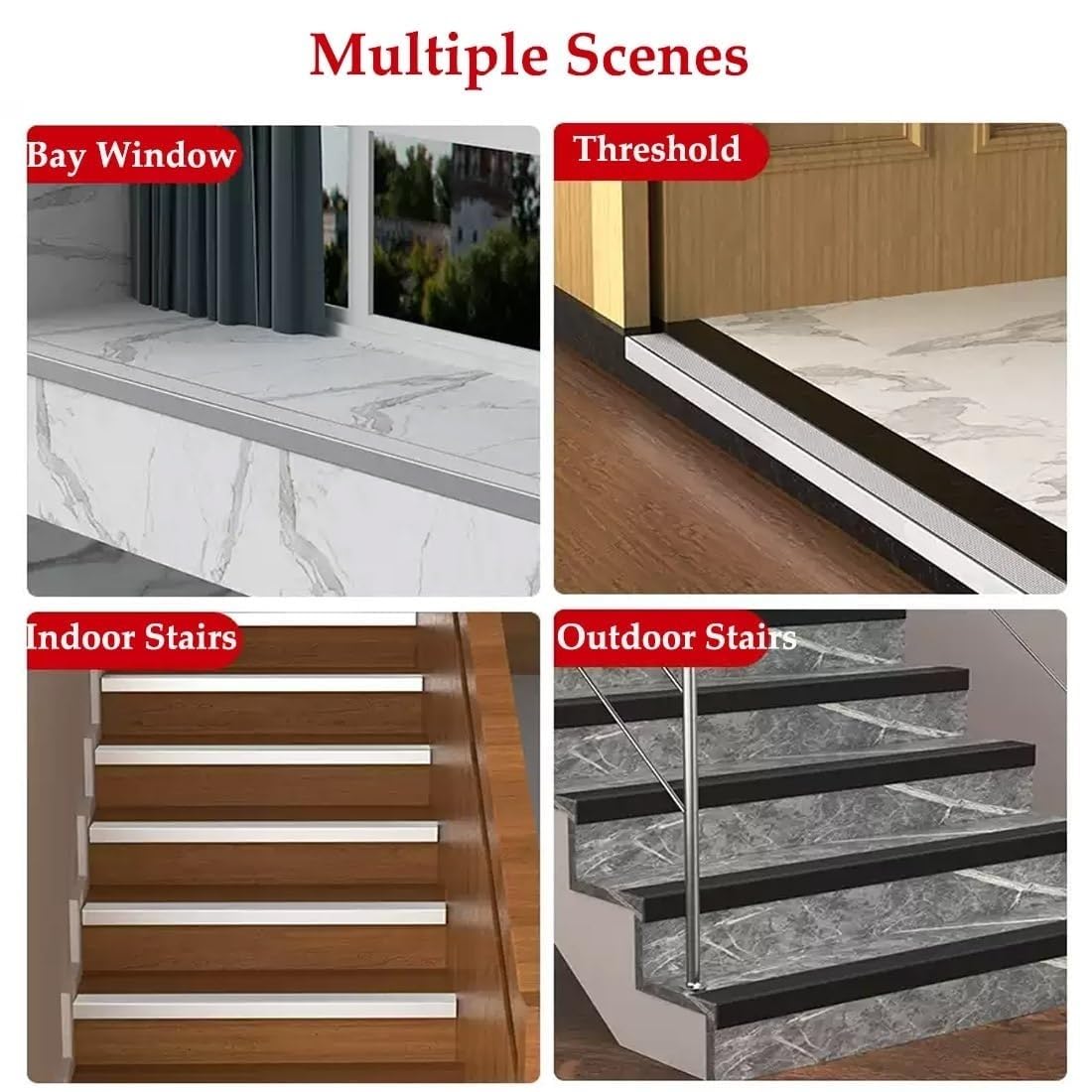 Perfil de Borde de Escalera, Protector de Borde de Escalera, 50 x 30 mm, L 90-140 cm, Aluminio Antideslizante en Forma de L(Plata,L120cm/48'')
