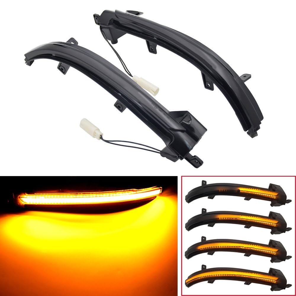 SYLTER Intermitentes AutomóViles Indicador Led Dinámico para Coche, Luces Intermitentes Espejo Lateral Lámpara Señal Giro para VW para Touareg II para MK2 7P 2010-2018 Intermitente Espejo Lateral