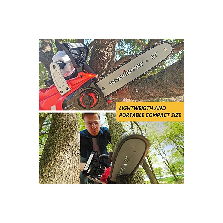 PowerSmart 12 Inch Electric Chainsaw, Battery Powered Cordless Chain Saw With Chain and Bar