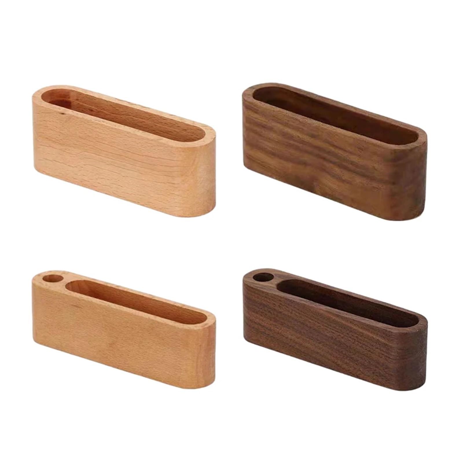 Vaeltor 8 Pcs Business Card Holder Wooden Organizer Office Desk Name Display Stand With Pen Slot Memo Pad Cards Storage(A1 Beech)