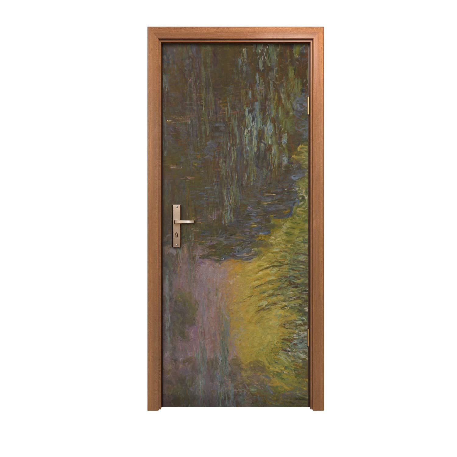 Autocollant de porte grand format 90x200cm au motif artistique Lys de l'eau Sun Monnaies