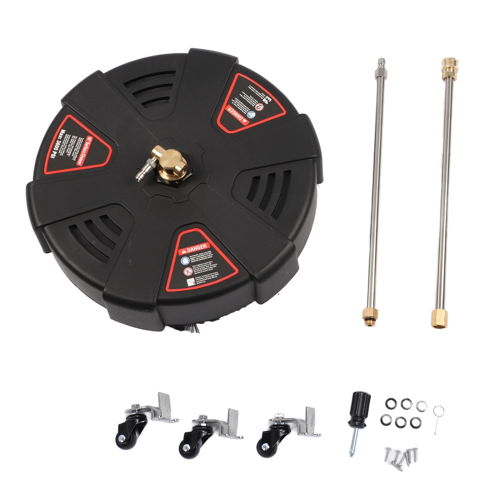 Cocoarm Limpiador de Superficies con Lavadora a Presión de 16 Pulgadas Limpiador de Superficies con Lavadora Eléctrica de Acero Inoxidable 3600 PSI 3 Ruedas Conexión Rápida de 1,4 Pulgadas con 2