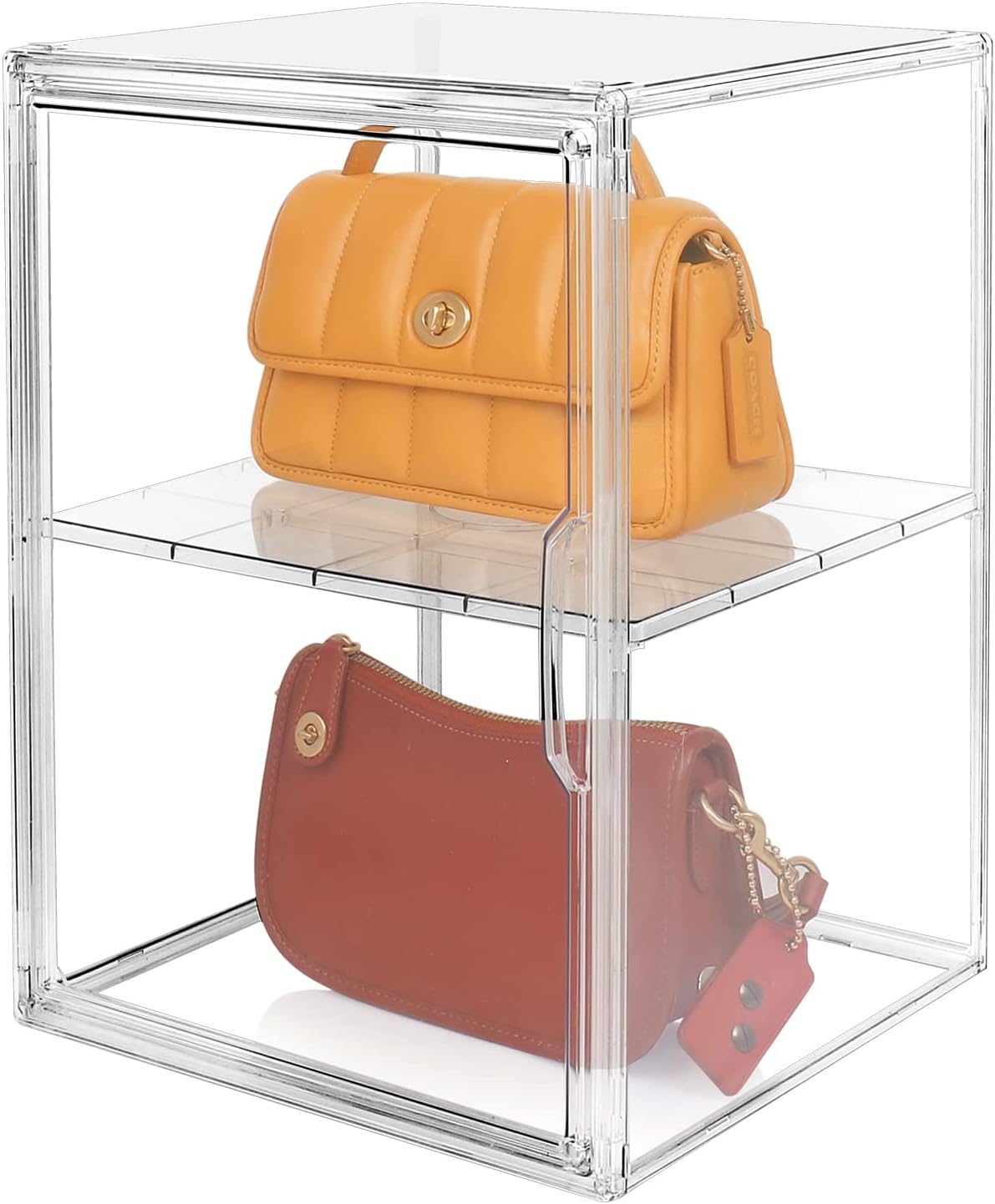 Cutora Clear Handbag Display Case for Closet, Large 2 Layers Plastic