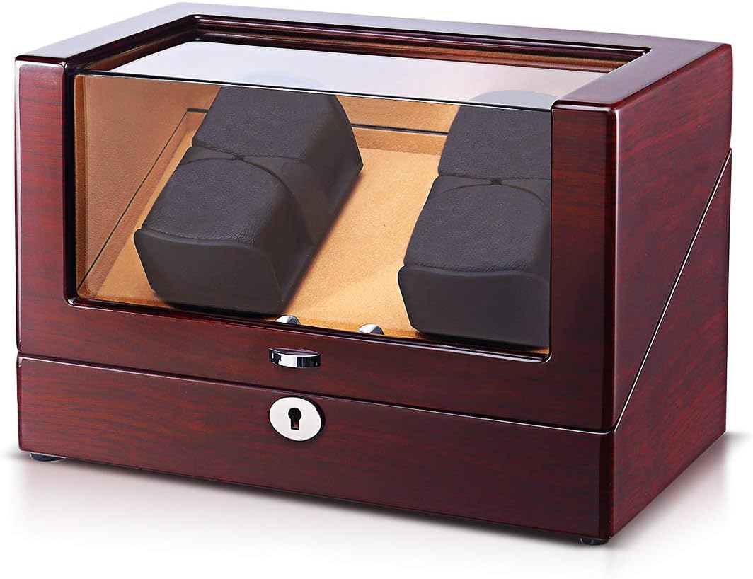 TEEMING 4 Watch Winder Storage Boxes for Automatic Watches with LED Light and Extremely Silent Motor