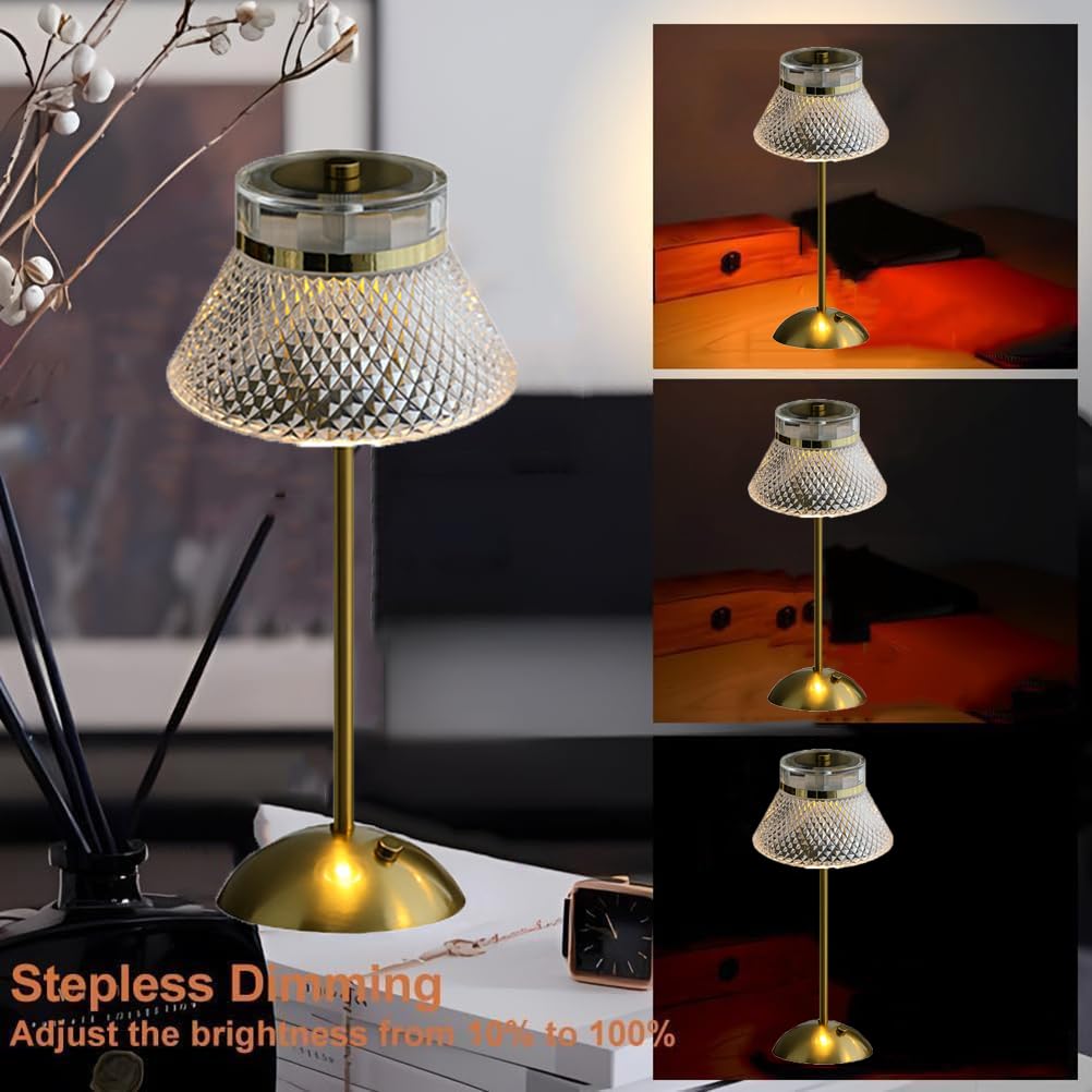 AoLa LED Tischlampe Kabellos Gold Dimmbar Tischleuchte Akku mit Touch Control USB Aufladbar Batterie Nachttischlampe Ohne Kabel 3000K-6000K Tragbar Nachtlicht für Wohnzimmer Schlafzimmer BüRo