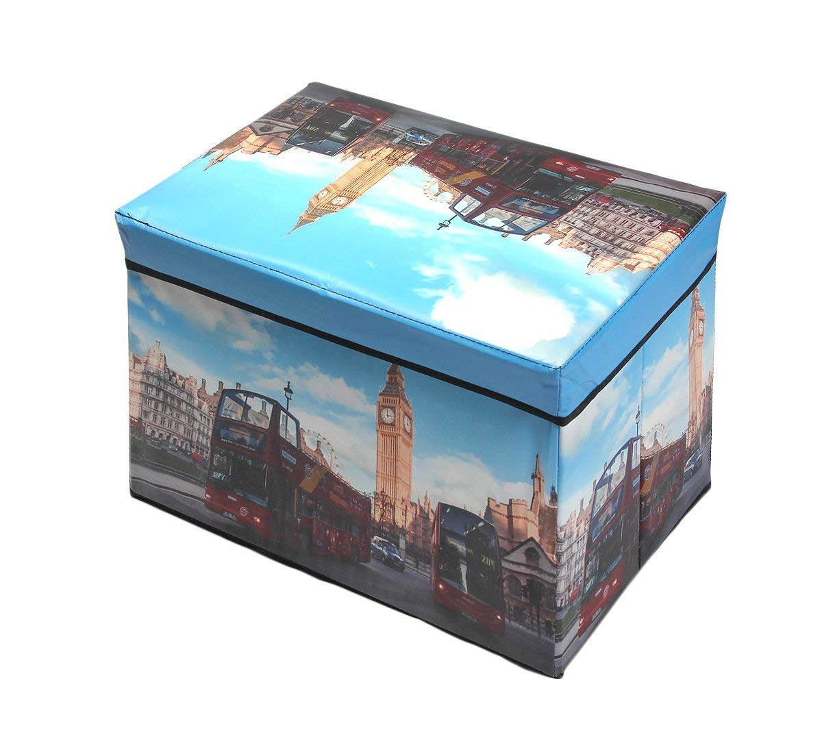Maison & Cuisine® Storage Box Portable & Foldable Laundry Box Cum Sitting Stool Folding/Sitting Stool/Stool/Pouffes for Living Room/Puffy Stool (49 cm x 31 cm x 31 cm) (London Clock Tower)-image-41