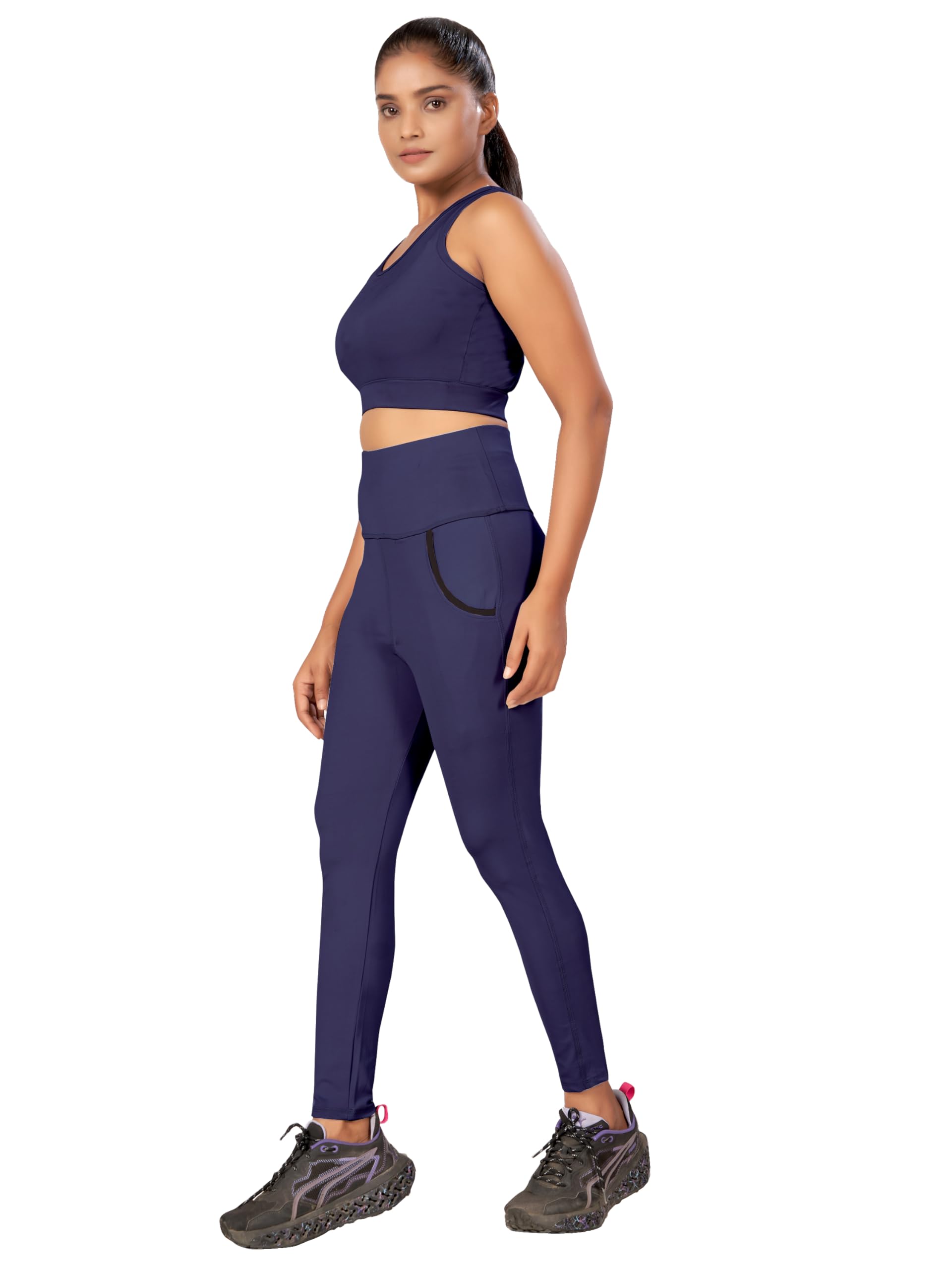 Women's Gym Wear Top & Leggings Set| Gym wear Track Suit | Sports Running Suits for Girls & Women | Sports Bra & Leggings | High Waist Ankle Length Gym Pant & Top