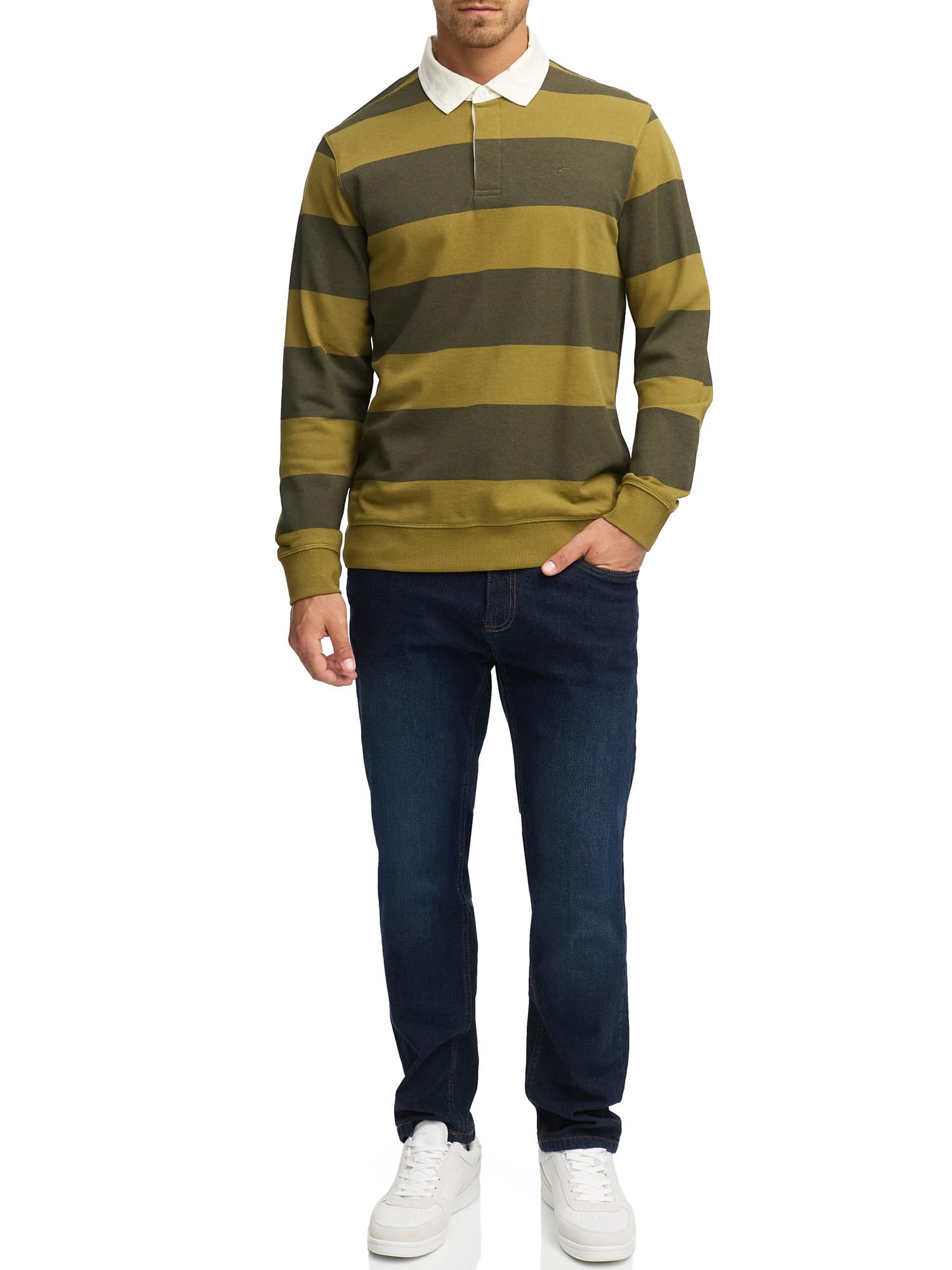 Indicode Herren INDinaro gestreiftes Langarmshirt aus 100% Baumwolle | Klassisches Streifenshirt für Alltag und Freizeit, Baumwollshirt, Longsleeve, Freizeitshirt, Langarmoberteil für Männer
