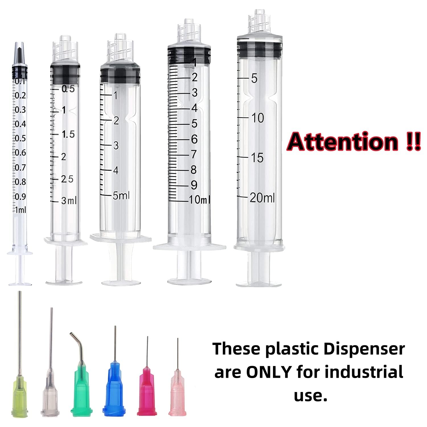 30 Pack 1ml, 3ml, 5ml, 10ml, 20ml Glue Measuring Dispenser with14ga,16ga, 18ga, 20ga, 22ga, 25ga Dispensing Accessories and Caps, for Ink, Epoxy, Woodworking, Craft, Liquid Dispensing