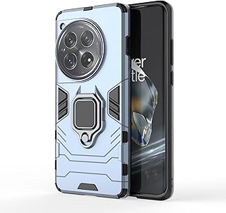 جراب حماية متين بطبقتين مضاد للصدمات بمسند حلقي مغناطيسي لموبايل ون بلس 12 شبكة الجيل الخامس OnePlus 5Gأسود بلاستيك