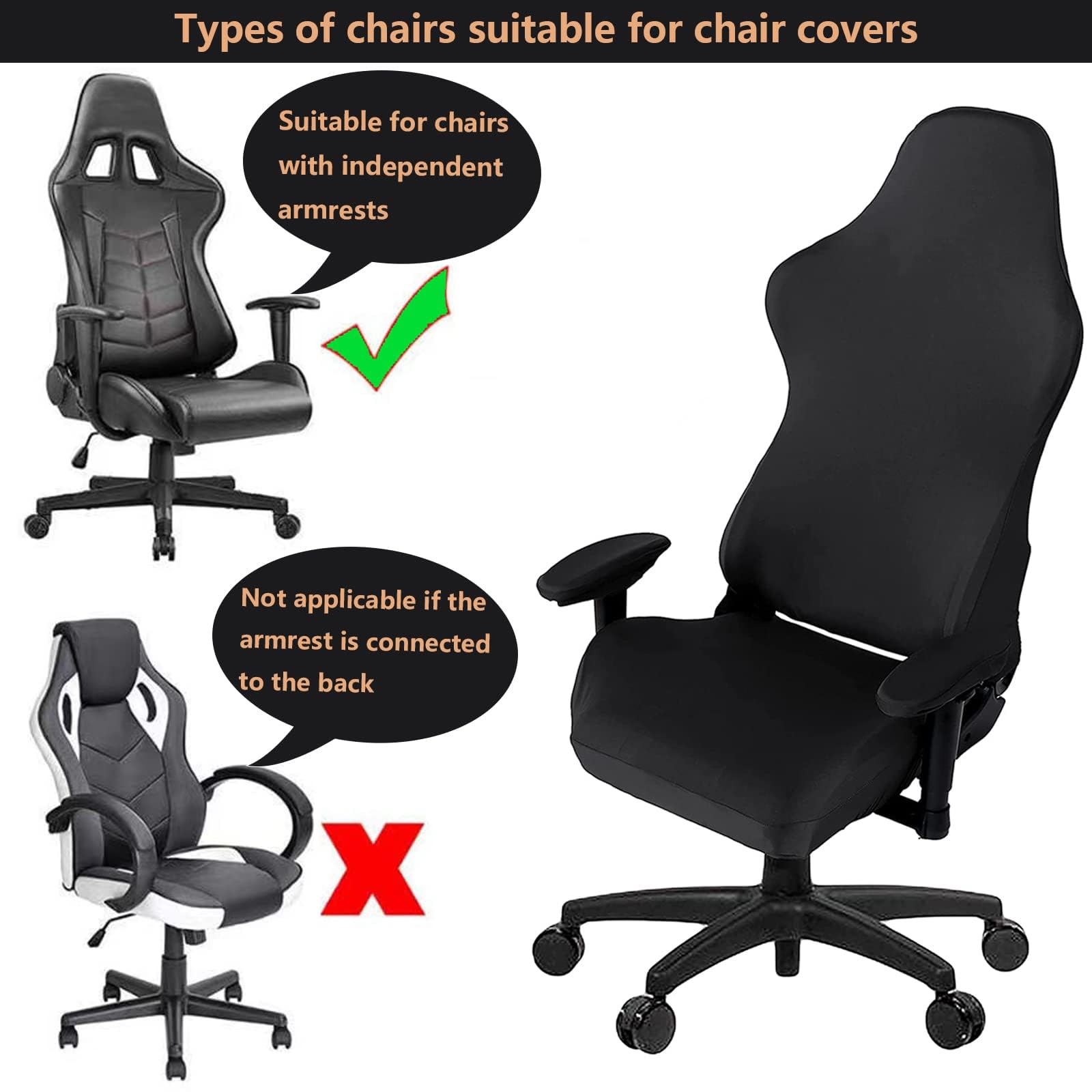 Gamingstoelhoes, 4 stuks/set, stretch met armleuningcodes/stoelhoes, stoelhoes, gamestoelhoes voor computer, video, gamestoel