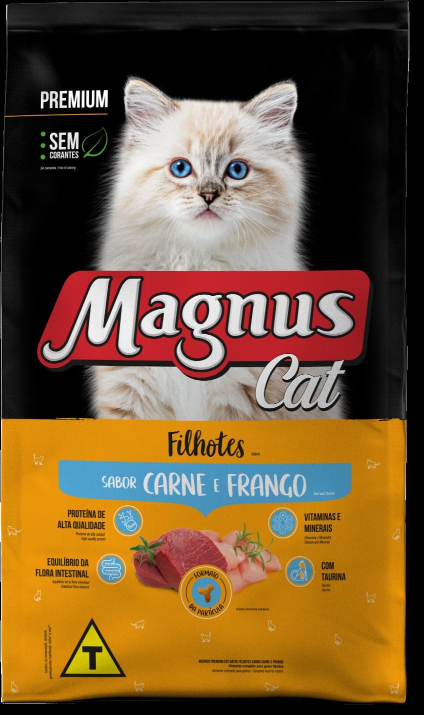 Magnus Ração Seca Para Gatos Filhotes Sabor Carne e Frango 20Kg