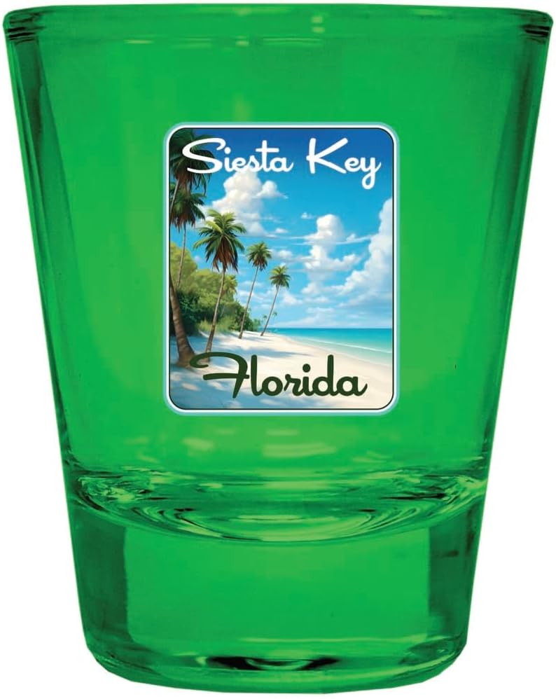 Vaso Tequilero R and R Imports Siesta Key Florida Diseño Playa 2 oz Verde Pack de 4