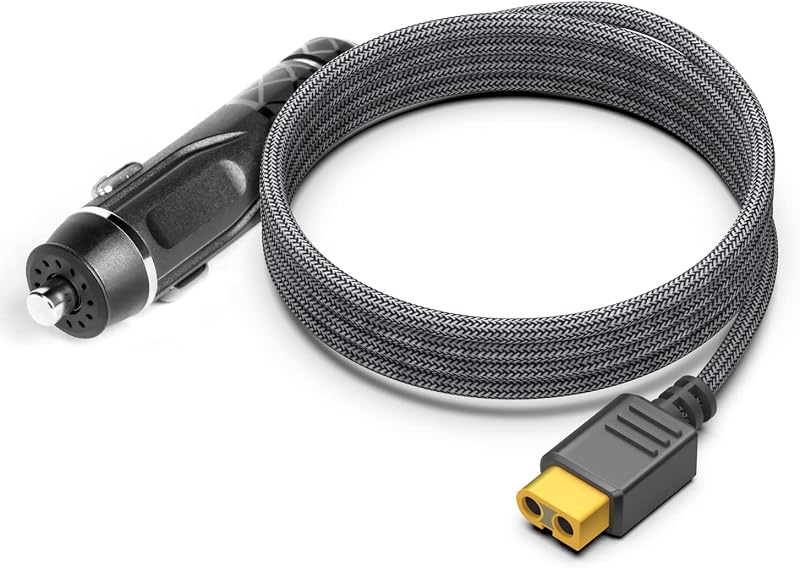 XT60 Extension Charging Cable DC Car Charger to Car Cigarette Lighter Plug Compatible with EF ECOFLOW Delta River Bluetti EB55 Anker 757 767 Portable Power Station Solar Generator DC Adapter